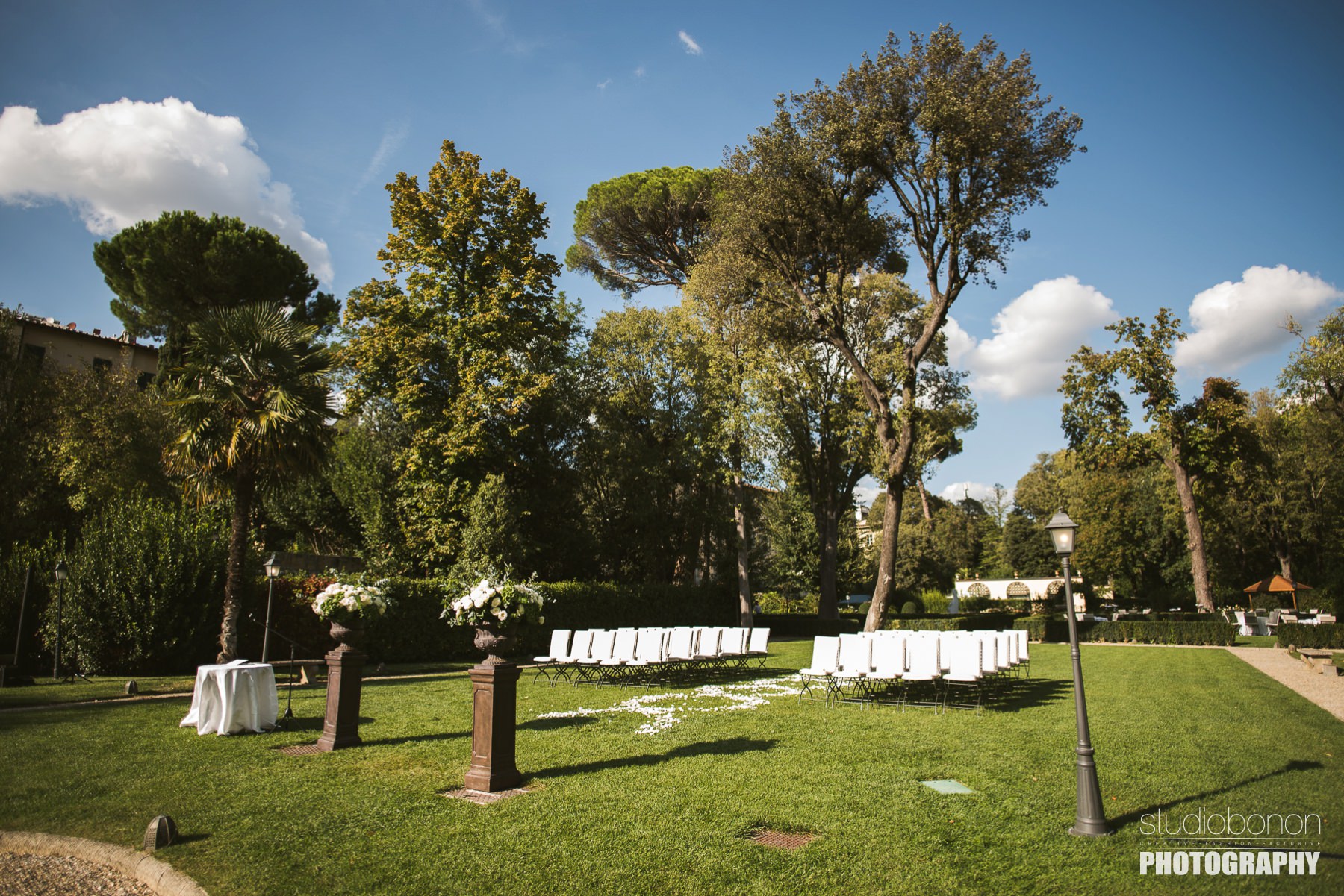 Unforgettable outdoor ceremony decor by Francis Flowers at Hotel Four Seasons Florence