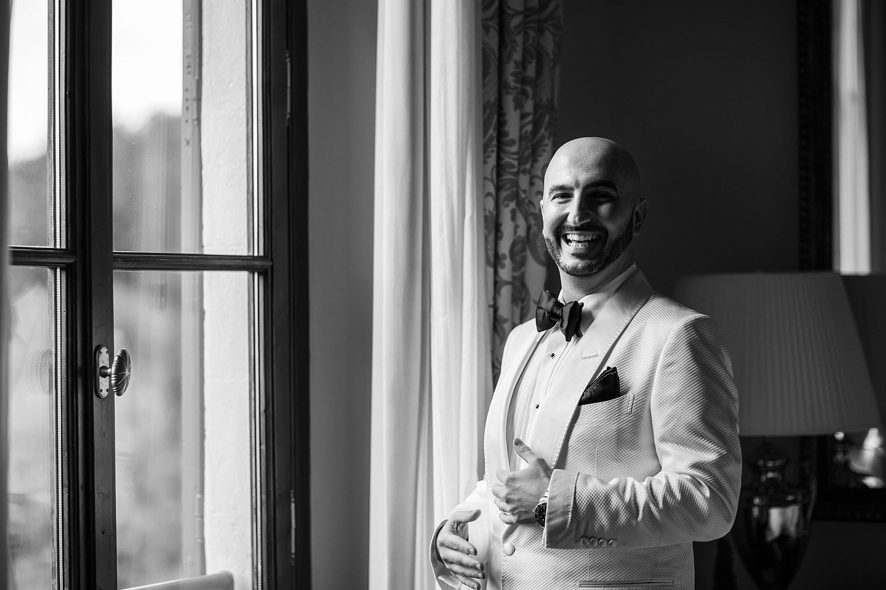 groom getting ready Four Seasons hotel Florence